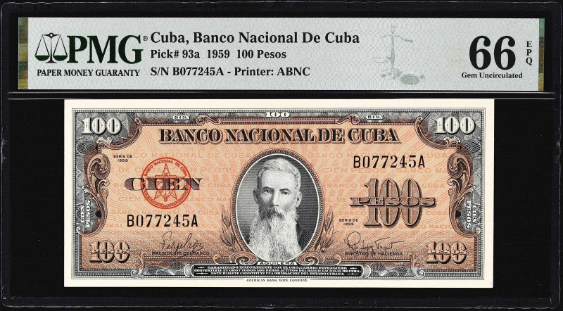 CUBA. Lot of (2). Banco Nacional de Cuba. 100 Pesos, 1959. P-93a. Consecutive. P...