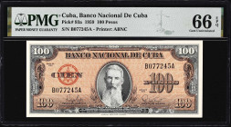 CUBA. Lot of (2). Banco Nacional de Cuba. 100 Pesos, 1959. P-93a. Consecutive. PMG Gem Uncirculated 65 EPQ & 66 EPQ.

Estimate: $100.00 - $200.00