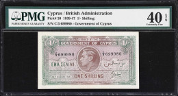 CYPRUS. Government of Cyprus. 1 Shilling, 30.8.1941. P-20. PMG Extremely Fine 40 EPQ.

Estimate: $200.00 - $400.00