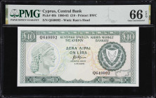 CYPRUS. Central Bank of Cyprus. 10 Pounds, 1.6.1985. P-48b. PMG Gem Uncirculated 66 EPQ.

Estimate: $200.00 - $400.00