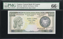 CYPRUS. Central Bank of Cyprus. 10 Pounds, 1.10.1990. P-55a. PMG Gem Uncirculated 66 EPQ.

Estimate: $100.00 - $200.00