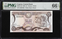 CYPRUS. Lot of (5). Central Bank of Cyprus. 1 Pound, 1979-93. P-46, 50, 53a, 53b, & 53c. PMG Choice Uncirculated 64 EPQ to Gem Uncirculated 66 EPQ.
...