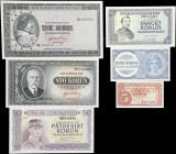CZECHOSLOVAKIA. Lot of (6). Republika Ceskoslovenska. 1, 5, 20, 50 & 1000 Korun, ND (1945-46). P-58, 59, 61, 62, 63 & 65. Uncirculated.
From the Scot...