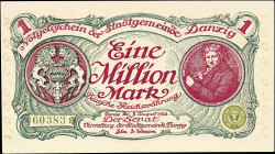 DANZIG. Verwaltung der Stadtgemeinde Danzig. 1,000,000 Mark, 8.8.1923. P-24a. CM#G11a. About Uncirculated.
Very light handling.
From the Al Kugel Co...