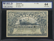 DENMARK. Lot of (2). Danmarks Nationalbank. 50 Kroner, 1942. P-32d. WBG Choice Uncirculated 64.

Estimate: $150.00 - $300.00