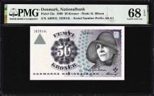 DENMARK. Danmarks Nationalbank. 50 Kroner, 1999. P-55a. PMG Superb Gem Uncirculated 68 EPQ.

Estimate: $50.00 - $100.00