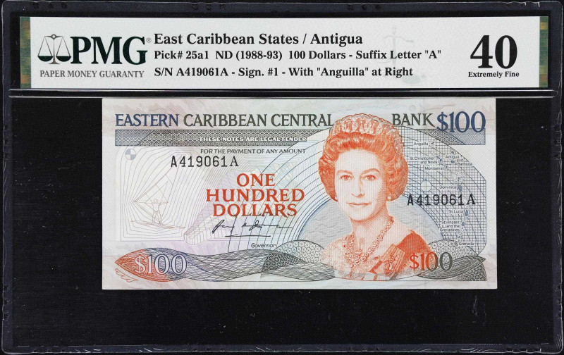 EAST CARIBBEAN STATES / ANTIGUA. Eastern Caribbean Central Bank. 100 Dollars, ND...