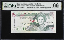 EAST CARIBBEAN STATES / ST. KITTS. Eastern Caribbean Central Bank. 5 Dollars, ND (1994). P-31k. PMG Gem Uncirculated 66 EPQ.

Estimate: $20.00 - $40...