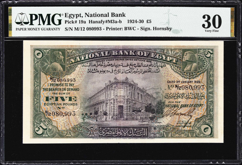 EGYPT. National Bank of Egypt. 5 Pounds, 3.1.1925. P-19a. PMG Very Fine 30.

E...