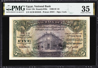 EGYPT. National Bank of Egypt. 5 Pounds, 29.9.1938. P-19b. PMG Choice Very Fine 35.

Estimate: $200.00 - $400.00