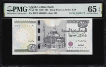 EGYPT. Lot of (3). Central Bank of Egypt. 20, 50, & 200 Pounds, 2009-2020. P-66i, 74h, & 77n. Serial Number 7 & 9. PMG Gem Uncirculated 65 EPQ & Gem U...