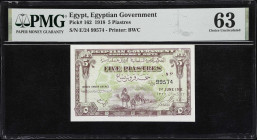 EGYPT. Government of Egypt. 5 Piastres, 1.6.1918. P-162. PMG Choice Uncirculated 63.

Estimate: $200.00 - $400.00