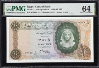 EGYPT. Lot of (5). Central Bank of Egypt & Arab Republic of Egypt. Mixed Denominations, 1961-1940. P-37c, 41, 190Ab & 191a. PMG Choice Uncirculated 64...