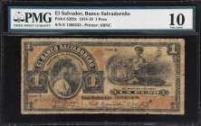 EL SALVADOR. Banco Salvadoreno. 1 Peso, 30.10.1916. P-S202c. PMG Very Good 10.

Estimate: $200.00 - $400.00