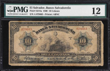EL SALVADOR. Banco Salvadoreno. 10 Colones, 1.6.1920. P-S214a. PMG Fine 12.
PMG Comments "Corner Tips Missing, Previously Mounted."

Estimate: $400...