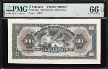 EL SALVADOR. Banco Central de Reserva de El Salvador. 100 Colones, ND (1934-37). P-80p1. Front Proof. PMG Gem Uncirculated 66 EPQ.

Estimate: $150.0...