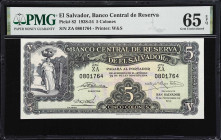 EL SALVADOR. Banco Central de Reserva de El Salvador. 5 Colones, 6.11.1952. P-82. PMG Gem Uncirculated 65 EPQ.

Estimate: $400.00 - $800.00
