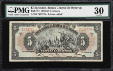EL SALVADOR. Banco Central de Reserva de El Salvador. 5 Colones, 11.1.1944. P-84. PMG Very Fine 30.

Estimate: $200.00 - $400.00