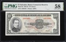 EL SALVADOR. Banco Central de Reserva de El Salvador. 10 Colones, 6.9.1949. P-85. PMG Choice About Uncirculated 58.

Estimate: $200.00 - $400.00