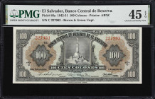 EL SALVADOR. Banco Central de Reserva de El Salvador. 100 Colones, 11.8.1942. P-86a. PMG Choice Extremely Fine 45 EPQ.

Estimate: $200.00 - $400.00