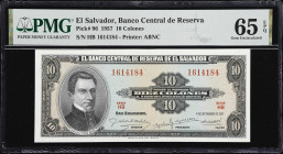 EL SALVADOR. Banco Central de Reserva de El Salvador. 10 Colones, 4.9.1957. P-96. PMG Gem Uncirculated 65 EPQ.

Estimate: $150.00 - $300.00