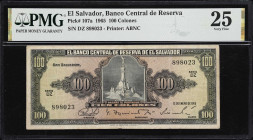 EL SALVADOR. Banco Central de Reserva de El Salvador. 100 Colones, 12.1.1965. P-107a. PMG Very Fine 25.

Estimate: $200.00 - $400.00