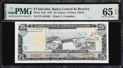 EL SALVADOR. Banco Central de Reserva de El Salvador. 25 Colones, 31.8.1971. P-119a. PMG Gem Uncirculated 65 EPQ.

Estimate: $300.00 - $500.00