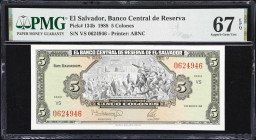 EL SALVADOR. Lot of (3). Banco Central de Reserva de El Salvador. 5 & 10 Colones, 1983-96. P-134b, 135a & 144a. PMG Choice Uncirculated 64 EPQ & Super...