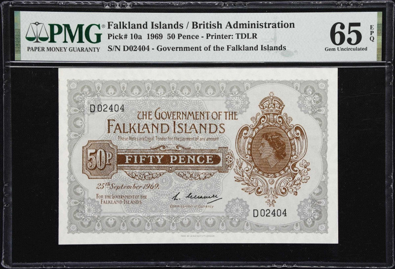 FALKLAND ISLANDS. Lot of (2). Government of the Falkland Islands. 50 Pence & 1 P...