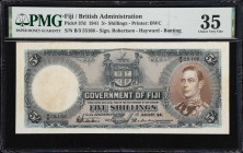 FIJI. Lot of (2). Government of Fiji. 5 & 10 Shillings, 1941-51. P-37d & 38k. PMG Very Fine 30 & Choice Very Fine 35.
PMG Comments on P-37d "Minor St...