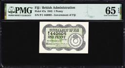 FIJI. Government of Fiji. 1 Penny, 1.7.1942. P-47a. PMG Gem Uncirculated 65 EPQ.

Estimate: $50.00 - $100.00