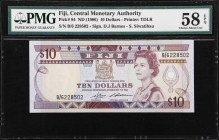 FIJI. Lot of (2). Central Monetary Authority of Fiji & Reserve Bank of Fiji. 5 & 10 Dollars, ND (1986-95). P-84 & 97. PMG Choice About Uncirculated 58...