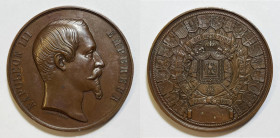 FRANCIA. Napoleone III (1850-1870). Medaglia premio per l'esposizione agricola, industriale e belle arti di Parigi 1855. Ae; 59,6mm

SPL

 Coniazi...