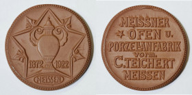 GERMANIA. MEISSEN. Medaglia in porcellana per i 50 anni dei lavori di Carl Teichert (1872-1922). Porcellana; 49mm

FDC