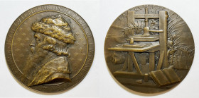 PERSONAGGI. JOHANN GUTEMBERG (1400-1468). Medaglia 1903 coniata a Parigi. Opus: Leon Deschamps. Ae; 75mm

SPL