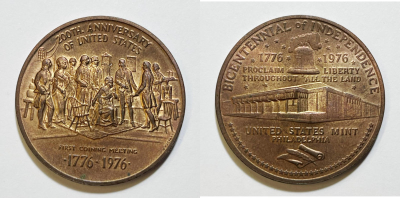 USA. Medaglia per il Bicentenario dellÃ¬'indipendenza e della prima coniazione d...