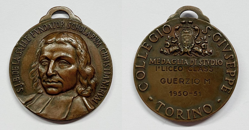 ITALIA. Medaglia premio allo studio nominativa del 1950-1951. Torino, Collegio S...