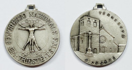 ITALIA. Medaglia VIII Congresso Nazionale F.M.S.I. di Trieste, 1954. Ae argentato; 25,2 mm

FDC