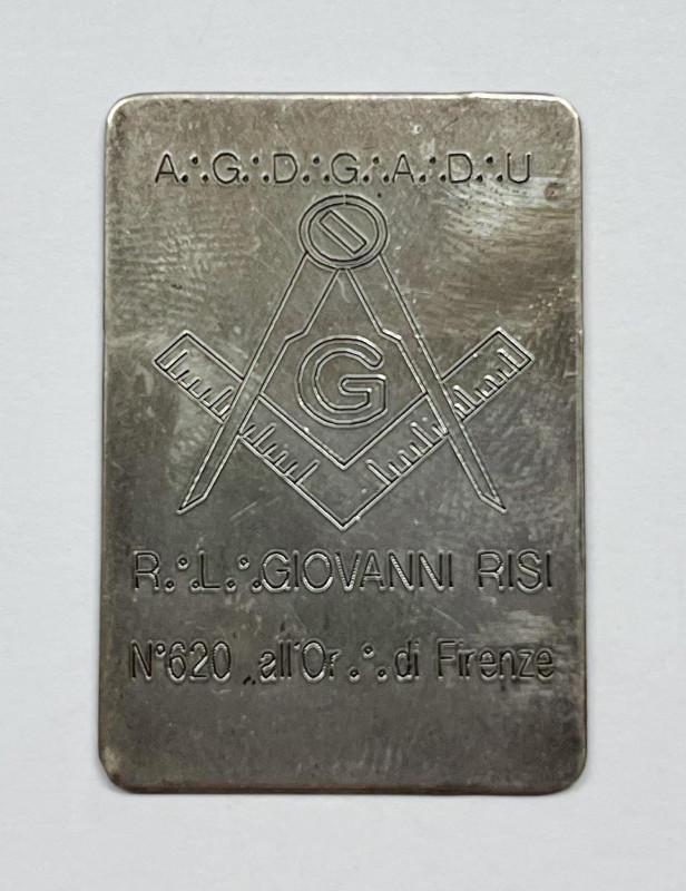 ITALIA. Placchetta distintiva n.620 per il Grande Oriente di Firenze. XX secolo....