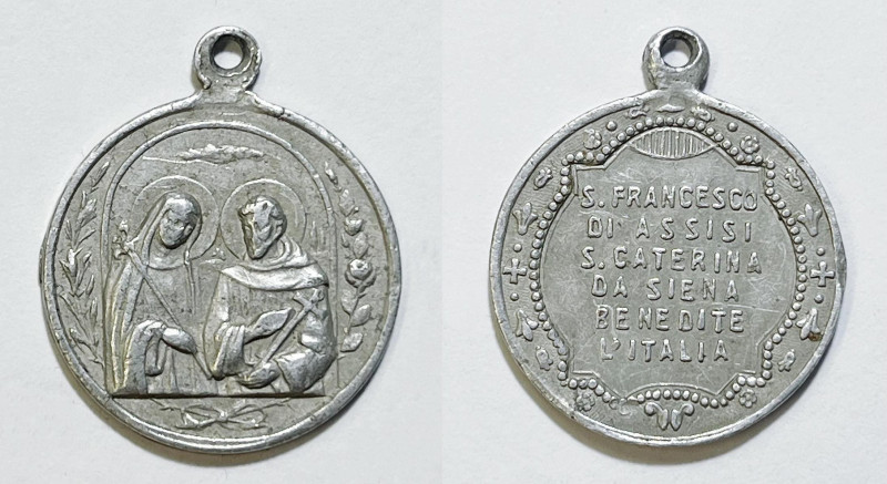 MEDAGLIA religiosa San Francesco Assisi e S. Caterina da Siena Al; 20mm

SPL
