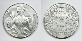 Montecatini (1920 circa). Buono da 10 cent Ricordo dei Bagni di Montecatini. Opus: G. Masetti -Fedi, Firenze Al; 3,00 gr; 26,5 mm

FDC