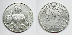 Montecatini (1920 circa). Buono da 10 cent Ricordo dei Bagni di Montecatini. Opus: G. Masetti -Fedi, Firenze Al; 3,00 gr; 26,5 mm

FDC