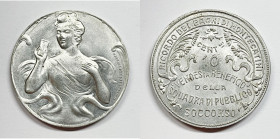 Montecatini (1920 circa). Buono da 10 cent Ricordo dei Bagni di Montecatini. Opus: G. Masetti -Fedi, Firenze Al; 3,00 gr; 26,5 mm

FDC