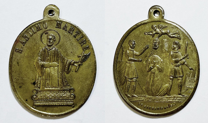 NAPOLI. Medaglia religiosa S. Antimo Martire inizi '900. De Gregorio Ae; 33x28mm...