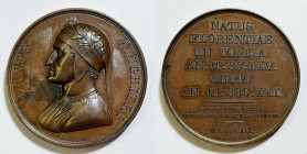 PERSONAGGI. DANTE ALIGHIERI (1265-1321). Medaglia 1821 in memoria di Dante Alighieri. Opus: Gayrard. Ae; 41mm

FDC