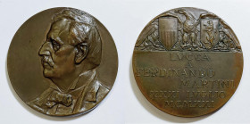 PERSONAGGI. FERDINANDO MARTINI. Medaglia dedicata dal comune di Lucca a Ferdinando Martini 1921. Opus: Johnson. Ae; 53,3mm

qFDC