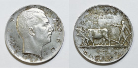 ALBANIA. Zog I (1925-1939). 5 franga 1927 - PROVA. Copia in argento.

qFDC