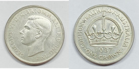 AUSTRALIA. 1 Crown Georges VI 1937 Melbourne KM20/34; Ag; 28,23gr.

SPL