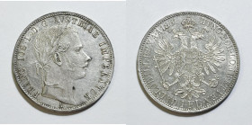 AUSTRIA. Francesco Giuseppe (1848-1916). 1 fiorino 1861 A "Vienna". KM 2219; Ag; 12,3gr

SPL+