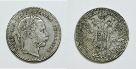 AUSTRIA. Francesco Giuseppe (1848-1916). 20 kreuzer 1868. KM 2212; Ag; 2,70gr

BB+